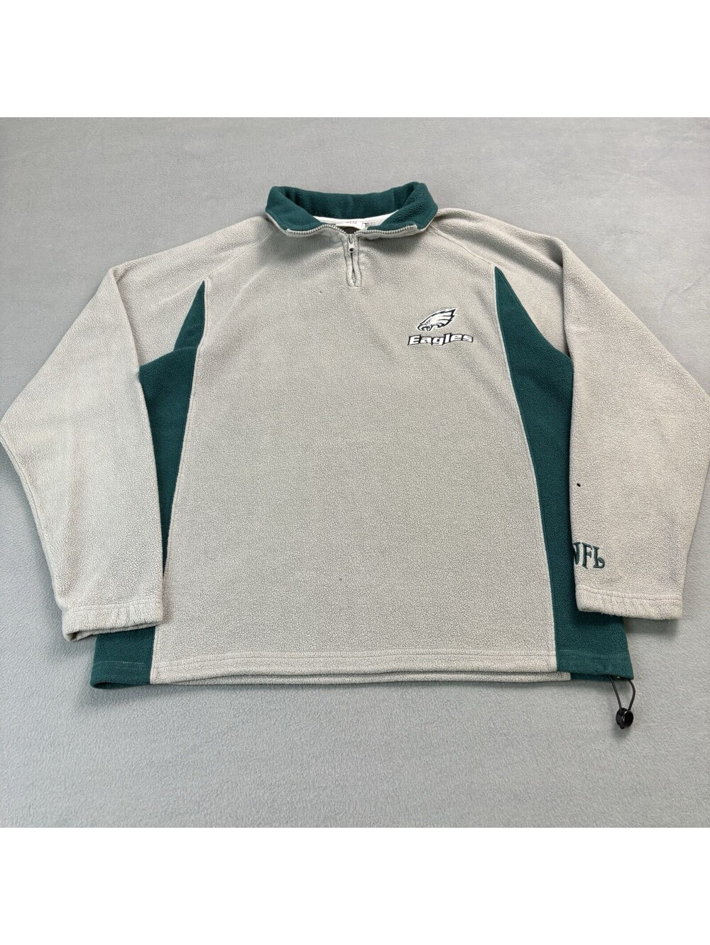 Vintage NFL Philadelphia Eagles Quarter Zip Fleece Pullover Size Large Gray